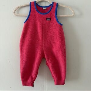 Patagonia Vintage Baby Synchilla Fleece Overall Pink Blue Trim Size 18 Months
